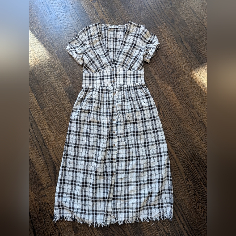 Midi-length Summer Dress - Black and White - Small - Lightweight